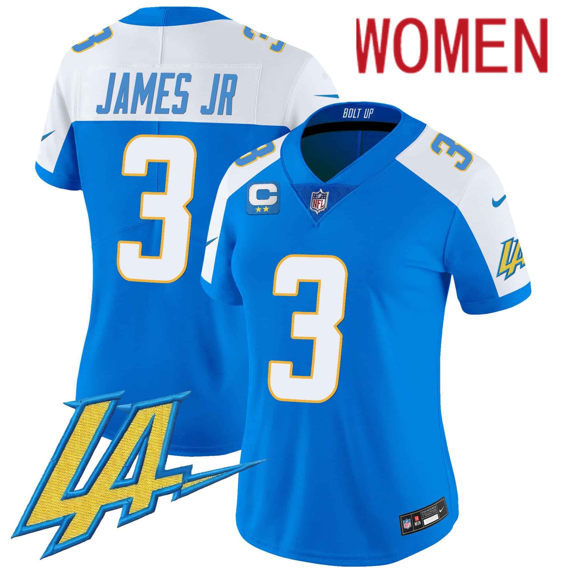 Women Los Angeles Chargers 3 James jr Light Blue 2024 Nike Vapor Limited NFL Jersey